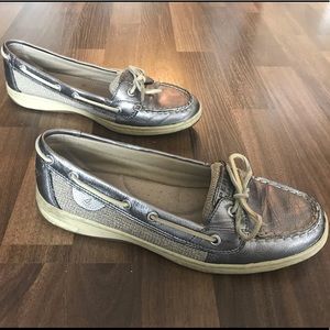 Sperry Topsider Angelfish Pewter Boat Shoe 10M